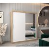 šatní skříň T2 s posuvnými dveřmi se zrcadlem - šířka 180 cm dub sonoma + bílá