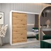 šatní skříň T2 s posuvnými dveřmi se zrcadlem - šířka 200 cm dub artisan + bílá