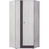 Rohová skříň Next NX2 s klasickými dveřmi - šířka 90 cm Bílá borovice / tmavě fialová