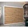 šatní skříň v1 s posuvnými dveřmi - šířka 250 cm dub artisan + bílá