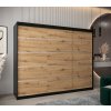 šatní skříň v1 s posuvnými dveřmi - šířka 250 cm dub artisan + černá