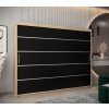 šatní skříň v1 s posuvnými dveřmi - šířka 250 cm dub sonoma + černá