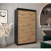 šatní skříň v1 s posuvnými dveřmi - šířka 120 cm dub artisan + černá