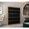 šatní skříň v1 s posuvnými dveřmi - šířka 150 cm dub artisan + černá