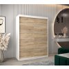šatní skříň v1 s posuvnými dveřmi - šířka 150 cm dub sonoma + bílá