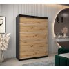 šatní skříň v1 s posuvnými dveřmi - šířka 150 cm dub artisan + černá