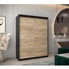 šatní skříň v1 s posuvnými dveřmi - šířka 150 cm dub sonoma + černá
