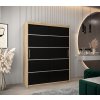 šatní skříň v1 s posuvnými dveřmi - šířka 150 cm dub sonoma + černá