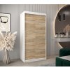 šatní skříň v1 s posuvnými dveřmi - šířka 100 cm dub sonoma + bílá
