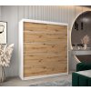 šatní skříň v1 s posuvnými dveřmi - šířka 180 cm dub artisan + bílá