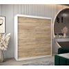 šatní skříň v1 s posuvnými dveřmi - šířka 180 cm dub sonoma + bílá