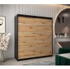 šatní skříň v1 s posuvnými dveřmi - šířka 180 cm dub artisan + černá
