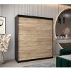šatní skříň v1 s posuvnými dveřmi - šířka 180 cm dub sonoma + černá