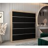 šatní skříň v1 s posuvnými dveřmi - šířka 180 cm dub sonoma + černá
