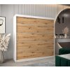 šatní skříň v1 s posuvnými dveřmi - šířka 200 cm dub artisan + bílá