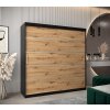 šatní skříň v1 s posuvnými dveřmi - šířka 200 cm dub artisan + černá