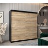šatní skříň v1 s posuvnými dveřmi - šířka 200 cm dub sonoma + černá