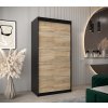 šatní skříň v1 s posuvnými dveřmi - šířka 100 cm dub sonoma + černá