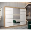 šatní skříň v2 s posuvnými dveřmi se zrcadlem - šířka 250 cm dub artisan + bílá