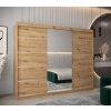 šatní skříň v2 s posuvnými dveřmi se zrcadlem - šířka 250 cm dub artisan
