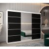 šatní skříň v2 s posuvnými dveřmi se zrcadlem - šířka 250 cm černá + bílá