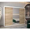 šatní skříň v2 s posuvnými dveřmi se zrcadlem - šířka 250 cm dub sonoma + bílá