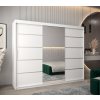 šatní skříň v2 s posuvnými dveřmi se zrcadlem - šířka 250 cm bílá