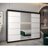 šatní skříň v2 s posuvnými dveřmi se zrcadlem - šířka 250 cm černá + bílá