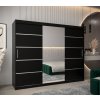 šatní skříň v2 s posuvnými dveřmi se zrcadlem - šířka 250 cm černá