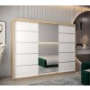 šatní skříň v2 s posuvnými dveřmi se zrcadlem - šířka 250 cm dub sonoma + bílá
