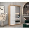 šatní skříň v2 s posuvnými dveřmi se zrcadlem - šířka 120 cm dub artisan + bílá