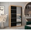 šatní skříň v2 s posuvnými dveřmi se zrcadlem - šířka 120 cm dub artisan + černá