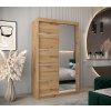 šatní skříň v2 s posuvnými dveřmi se zrcadlem - šířka 120 cm dub artisan