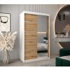 šatní skříň v2 s posuvnými dveřmi se zrcadlem - šířka 120 cm dub artisan + bílá