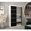 šatní skříň v2 s posuvnými dveřmi se zrcadlem - šířka 120 cm černá + bílá