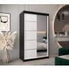šatní skříň v2 s posuvnými dveřmi se zrcadlem - šířka 120 cm černá + bílá