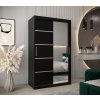 šatní skříň v2 s posuvnými dveřmi se zrcadlem - šířka 120 cm černá