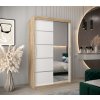 šatní skříň v2 s posuvnými dveřmi se zrcadlem - šířka 120 cm dub sonoma + bílá