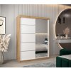 šatní skříň v2 s posuvnými dveřmi se zrcadlem - šířka 150 cm dub artisan + bílá