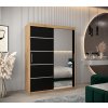 šatní skříň v2 s posuvnými dveřmi se zrcadlem - šířka 150 cm dub artisan + černá