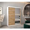 šatní skříň v2 s posuvnými dveřmi se zrcadlem - šířka 150 cm dub artisan + bílá