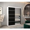 šatní skříň v2 s posuvnými dveřmi se zrcadlem - šířka 150 cm černá + bílá