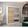 šatní skříň v2 s posuvnými dveřmi se zrcadlem - šířka 150 cm dub sonoma+ bílá
