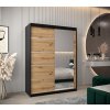 šatní skříň v2 s posuvnými dveřmi se zrcadlem - šířka 150 cm černá + dub artisan
