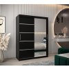 šatní skříň v2 s posuvnými dveřmi se zrcadlem - šířka 150 cm černá