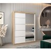 šatní skříň v2 s posuvnými dveřmi se zrcadlem - šířka 150 cm dub sonoma + bílá