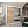 šatní skříň v2 s posuvnými dveřmi se zrcadlem - šířka 180 cm dub sonoma + bílá