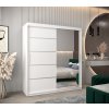šatní skříň v2 s posuvnými dveřmi se zrcadlem - šířka 180 cm bílá