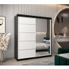 šatní skříň v2 s posuvnými dveřmi se zrcadlem - šířka 180 cm černá + bílá