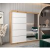 šatní skříň v2 s posuvnými dveřmi se zrcadlem - šířka 200 cm dub artisan + bílá